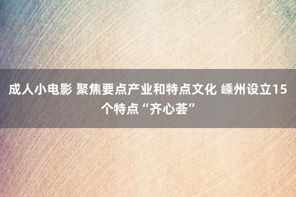 成人小电影 聚焦要点产业和特点文化 嵊州设立15个特点“齐心荟”