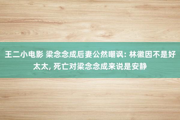 王二小电影 梁念念成后妻公然嘲讽: 林徽因不是好太太, 死亡对梁念念成来说是安静