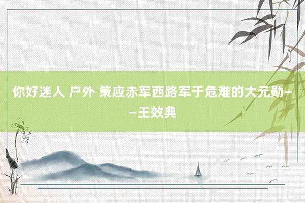 你好迷人 户外 策应赤军西路军于危难的大元勋——王效典